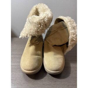Sketchers Tone‎ Up Toning Faux Fur Lined Suede Ankle Boots Tan Size 6
